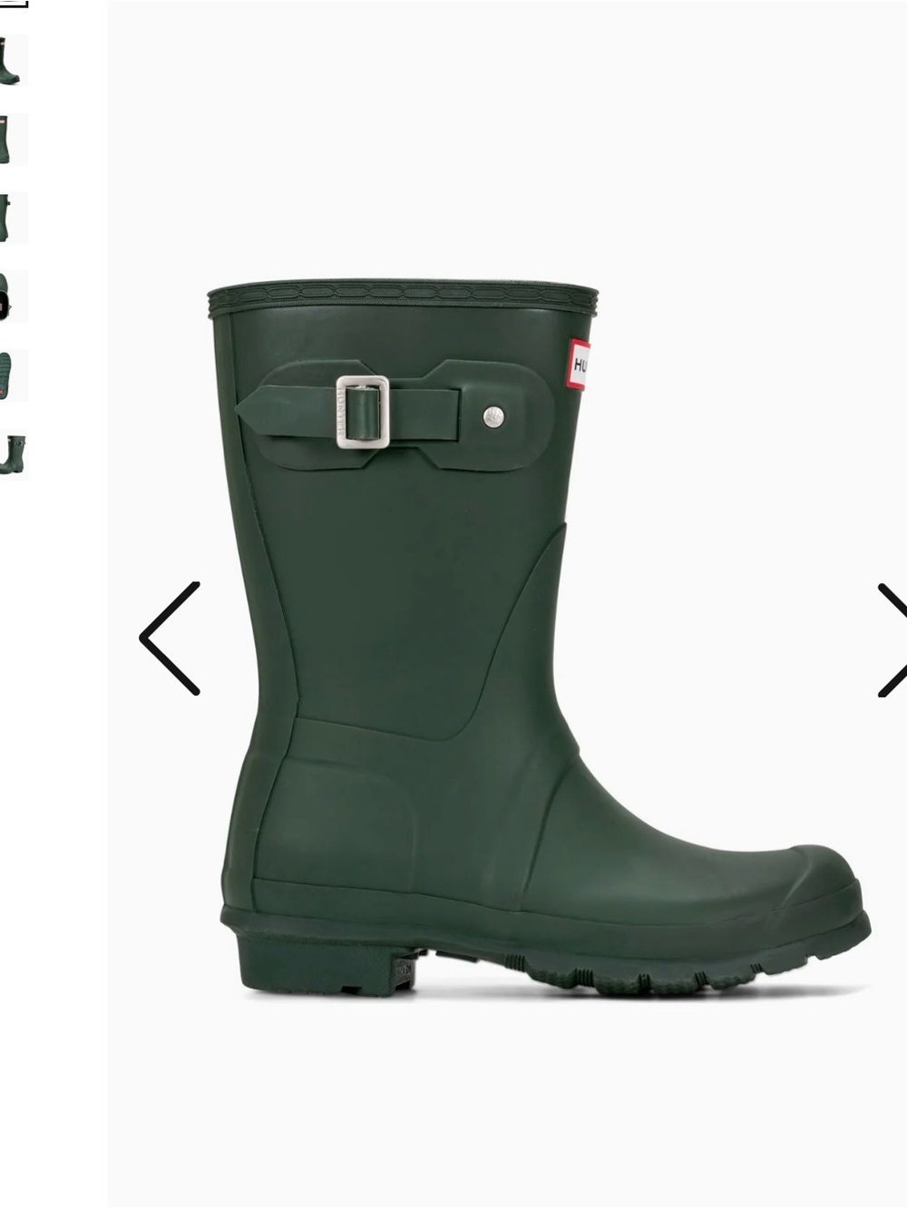 Hunter Matte Dark Green Short Rain Boots size 8